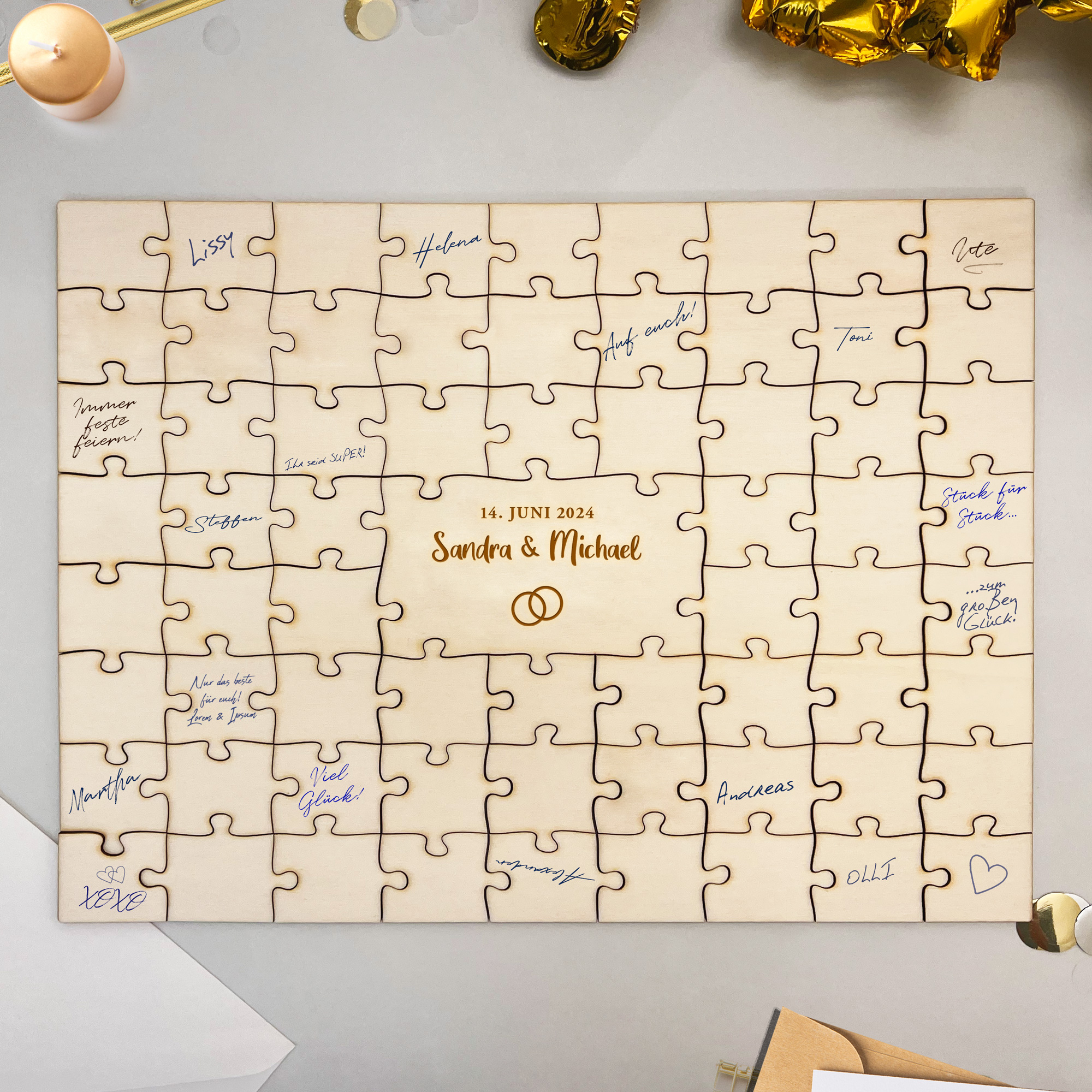 Gästebuch Puzzle - A3 - Hochzeit - Ringe - Personalisiert