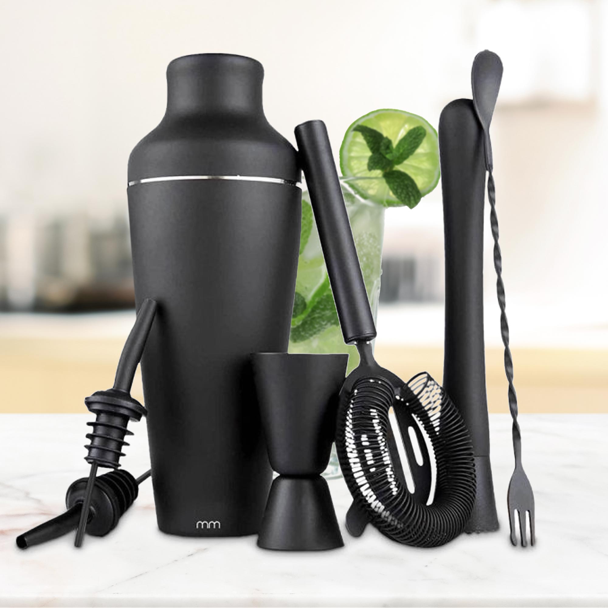 Cocktail Shaker Set - Matt Black