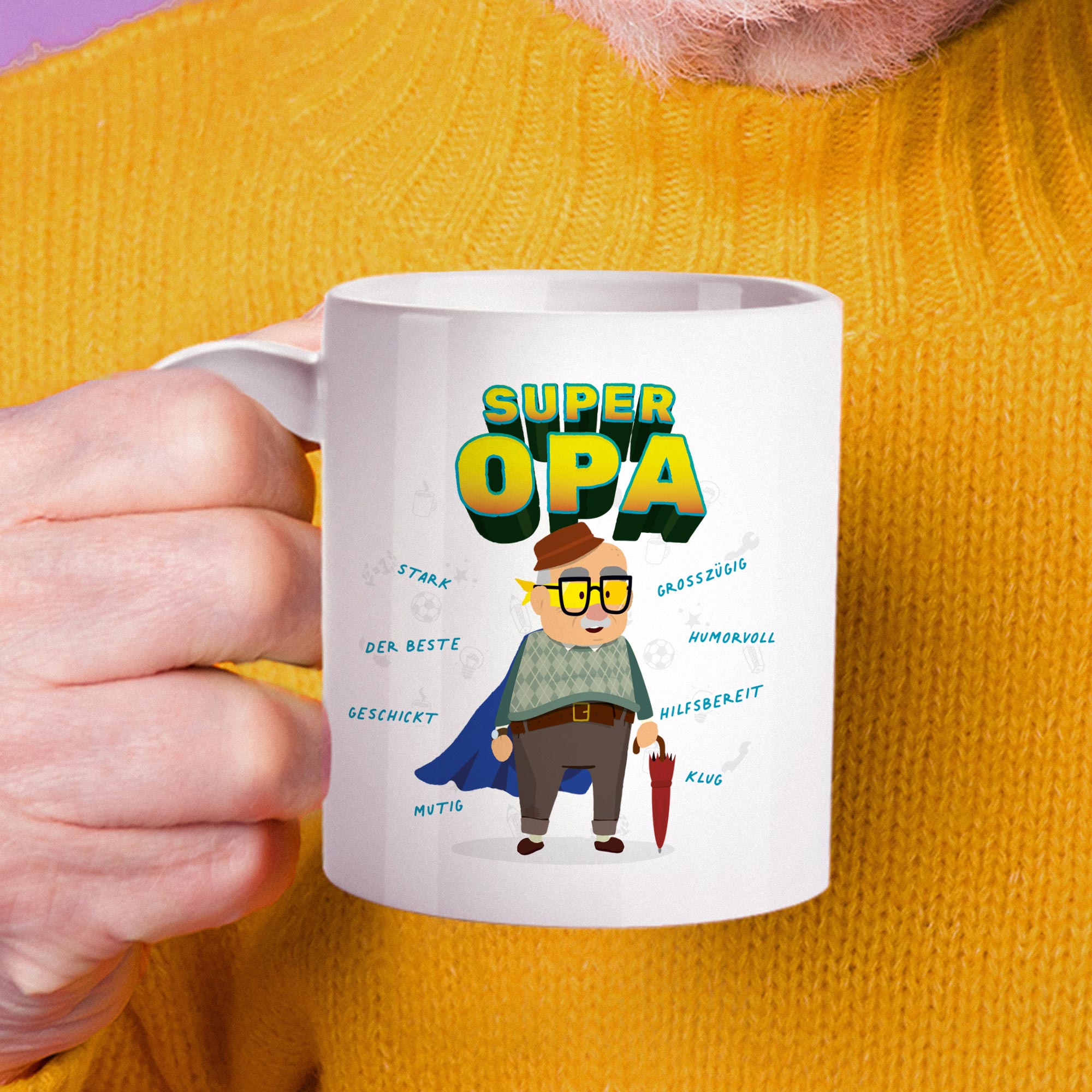 Tasse - Weiß - Super Opa - Standard