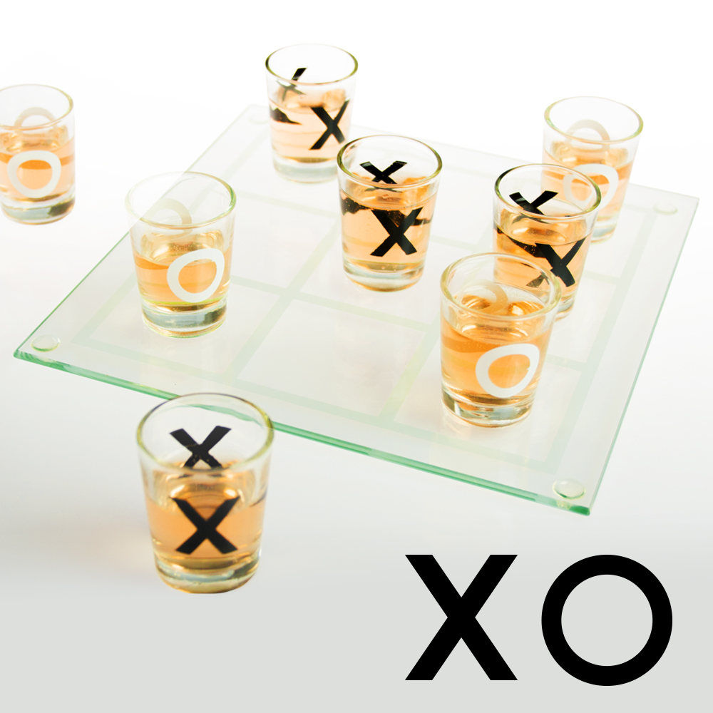 Tic Tac Toe Trinkspiel aus Glas