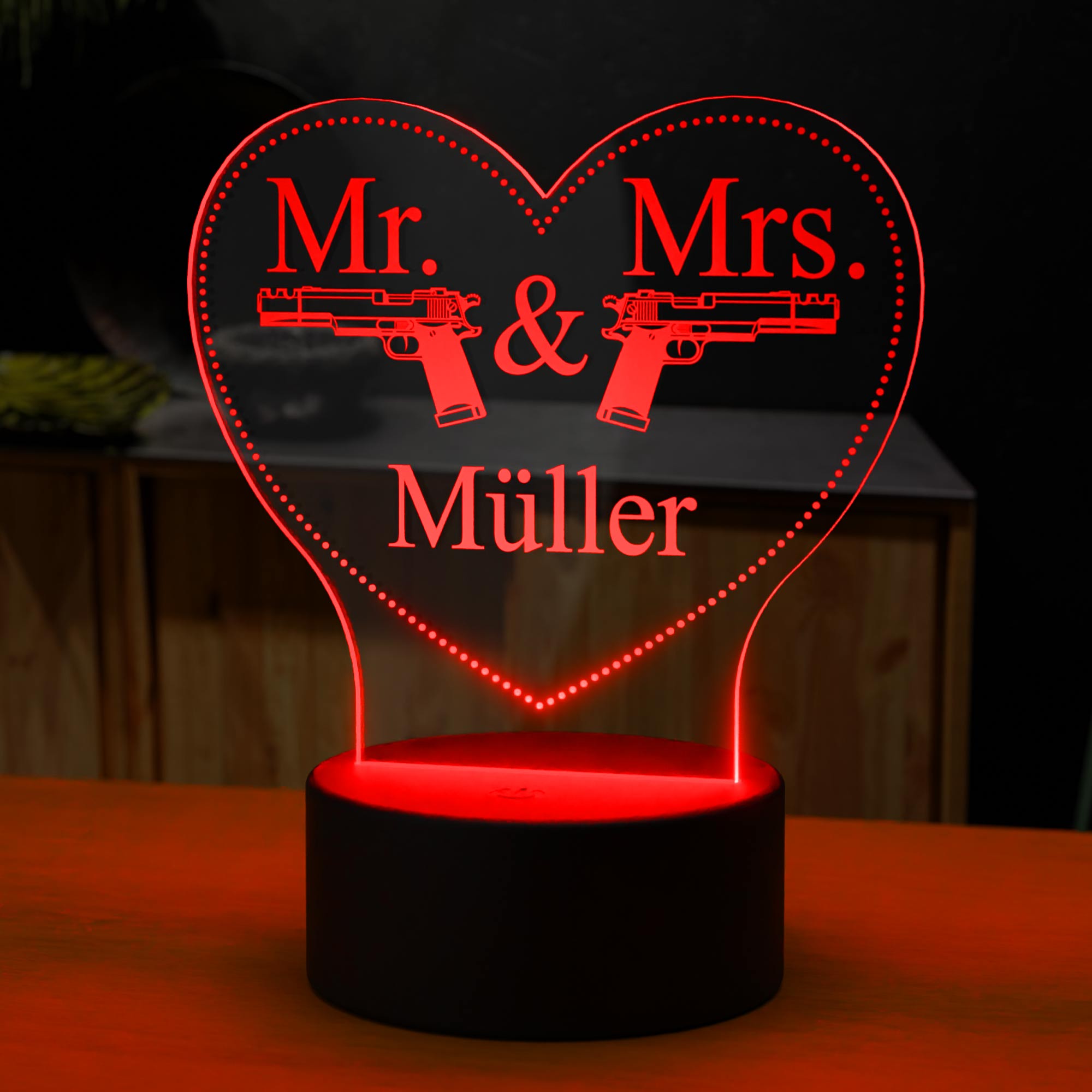 Plexiglas-LED Mr und Mrs Herz