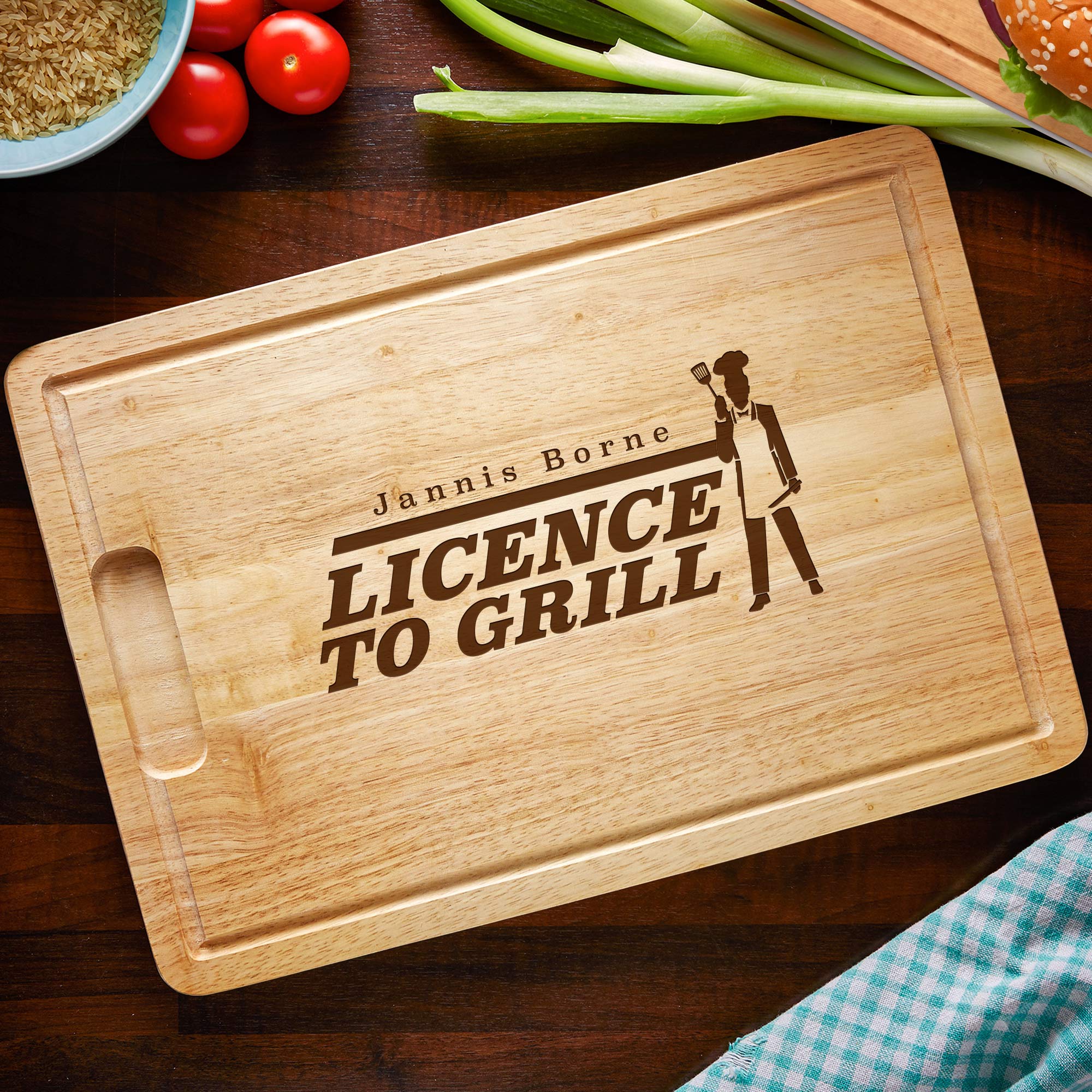 Schneidebrett - Licence to grill - Personalisiert