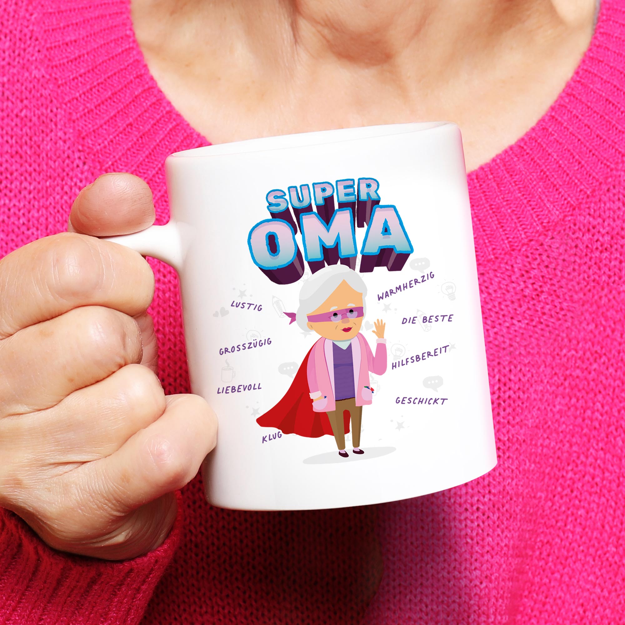 Tasse - Weiß - Super Oma - Standard